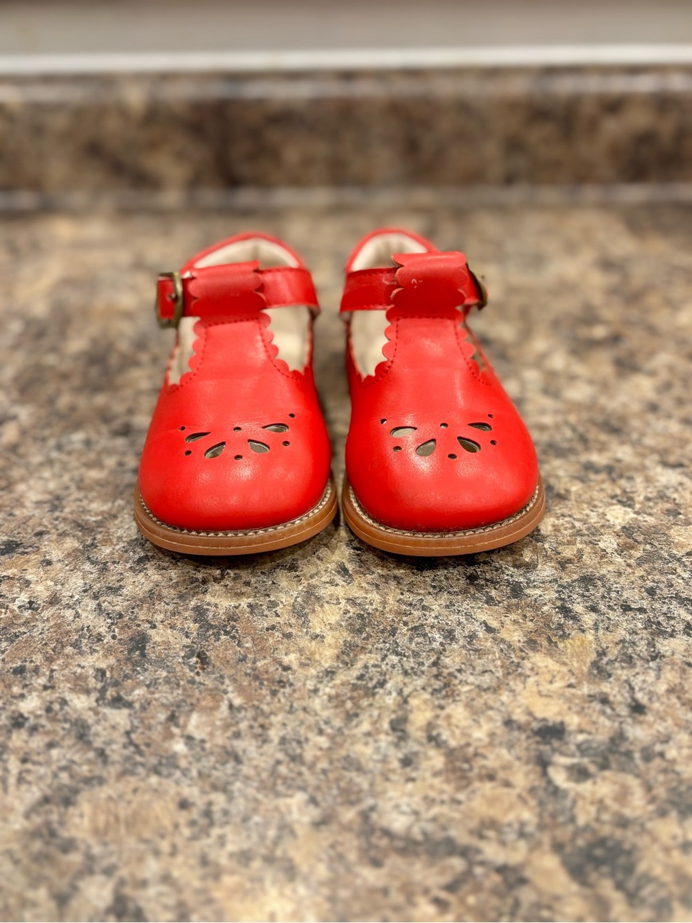 Felix & Flora Red Girls' T-Strap Leather Mary Janes Shoes